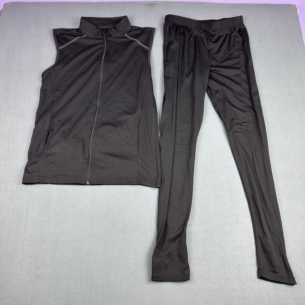 Mossimo Women's 2 Pc Black Athleisure Set Zip Hoodie Tapered Pants Size S